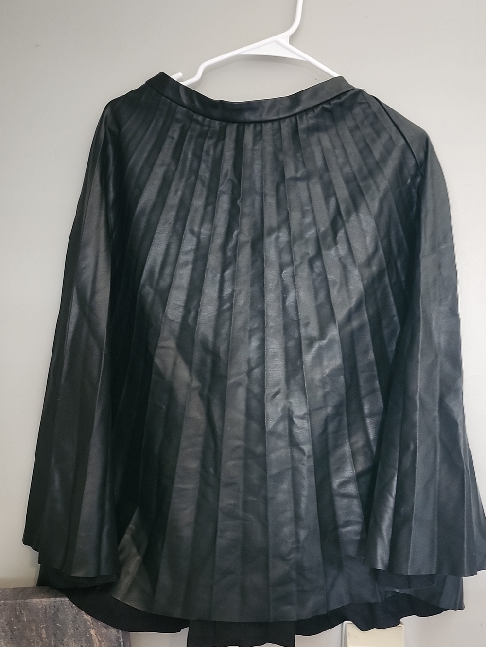 Zara Black Pleated Leather-Look Jacket